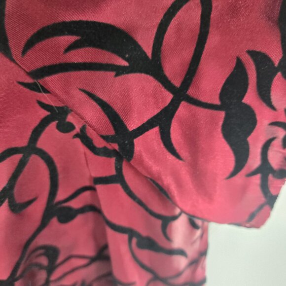 Lane Bryant Burgundy Black Velvet Burnout Button Down Short Sleeved Top 22/24 - Picture 9 of 12